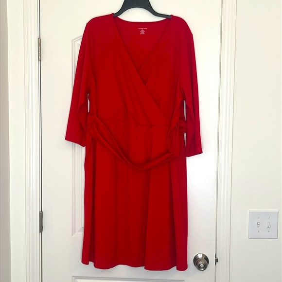LANDS' END‎ RED 3/4 SLEEVE DRESS Size 2X - Picture 1 of 4